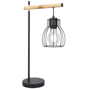 Druciana LAMPKA biurkowa BERNITA 41-80059 Candellux stojąca LAMPA stołowa metalowa czarna drewno