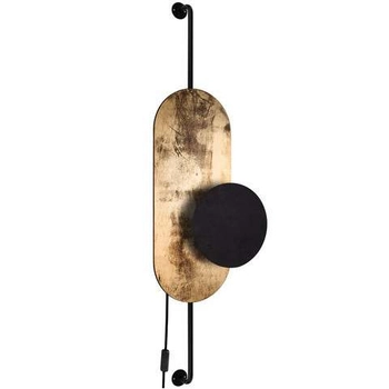LAMPA ścienna WHEEL LUX 8430 Nowodvorski drewniana OPRAWA kinkiet dysk czarny złoty