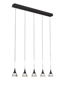 5-punktowa lampa wisząca Dalmatia LED 25W do salonu czarna
