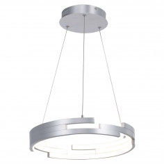 LAMPA wisząca VELAR MD16003097-1B SILVER Italux metalowa OPRAWA okrągła LED 60W 3000K zwis pierścień ring srebrny