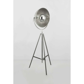 Sztalugowa LAMPA podłogowa XIRENA stojąca OPRAWA studyjna kopuła na trójnogu loft szara srebrna