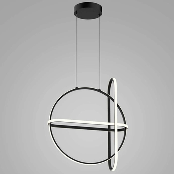 Geometryczna LAMPA wisząca CERRILA PND-29772750-3A-BK Italux metalowa OPRAWA zwis LED 48,6W 3000K art deco ring czarny biały