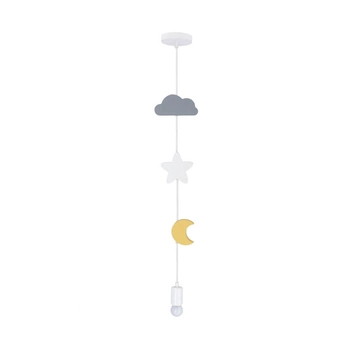 Wisząca lampa dziecięca Moon z dekoracjami multikolor