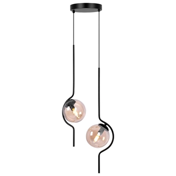 Podwójna lampa wisząca Vela K-5337 kule szklana metalowa bursztynowa czarna