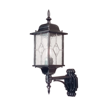 Kinkiet zewnętrzny Wexford WX1 Elstead witraż lampion metal czarny srebrny