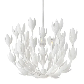 Żyrandol do salonu Flora QN-FLORA3-WHT kwiaty metalowe białe