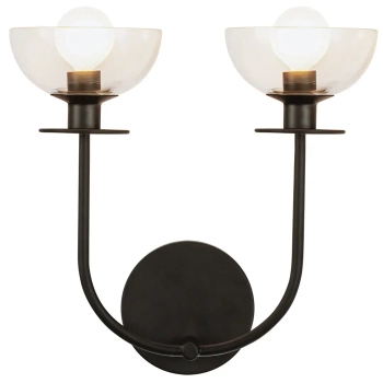 Szklana lampa ścienna do jadalni Sylvia ALM-SYLVIA-2WB-BK-CL czarna