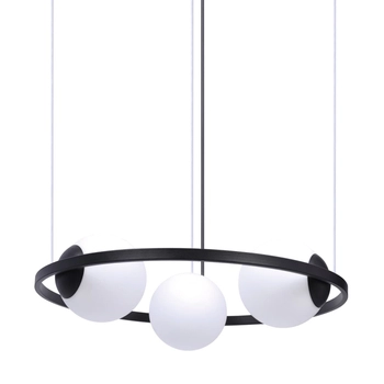 Wisząca lampa jadalniana ORBIT 5004 Zumaline balls ring czarna biała