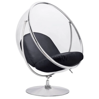 Obrotowy fotel stojący Bubble Stand JH-200-2.BLACKPUW do pokoju chrom czarny