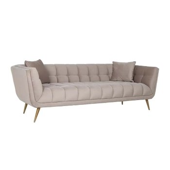 Pikowana sofa Huxley S5126 KHAKI Richmond Interiors gustowna do salonu złota beżowa