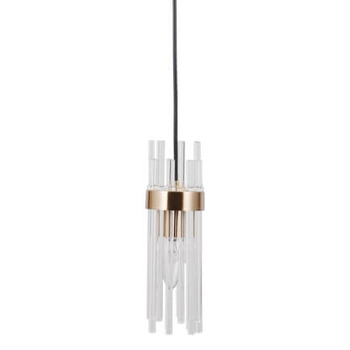 Szklana lampa wisząca tuba Taraso PND-40760-1-HBR złoty przezroczysty OUTLET