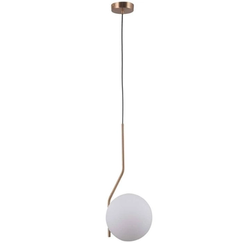 Wisząca LAMPA loftowa CARIMI PND-3300-1-HBR  metalowa OPRAWA kula ZWIS szklany mosiądz biały