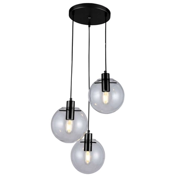 Industrialna LAMPA wisząca PUERTO LP-004/3P BK Light Prestige szklana OPRAWA loftowy ZWIS kaskada kule przezroczyste czarne