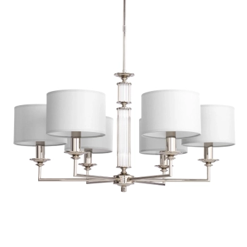 Żyrandol do sypialni Artu ART-ZW-6 (N) tkaninowy biały nikiel