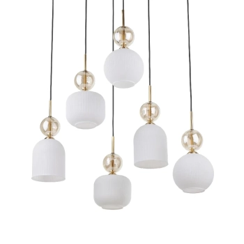 Nowoczesna wisząca lampa Sophia Cognac do salonu biały czarny