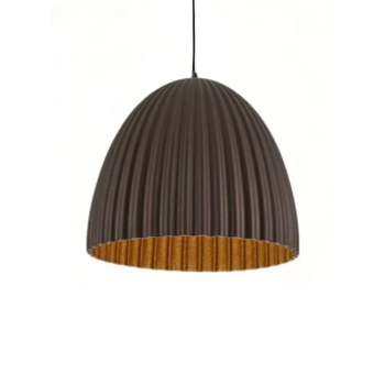 Ryflowana lampa wisząca Elva LP-0809/1P CF z żywicy coffee brązowa