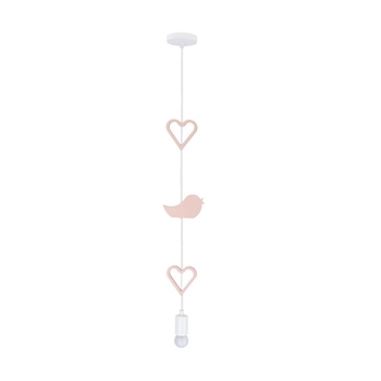 Drewniana lampa wisząca Heart dla dzieci biała różowa