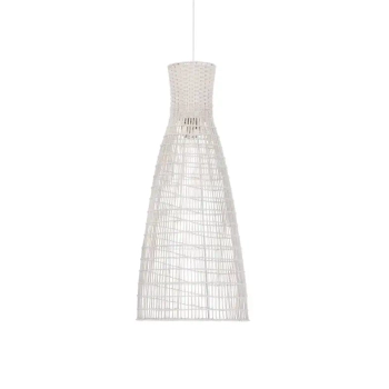 Wisząca lampa z ratanu nad stół GALIRIO LE45368 do jadalni biała