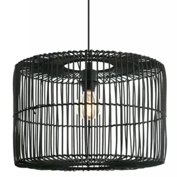 Ekologiczna wisząca lampa 20239 do przedpokoju rattanowa czarny