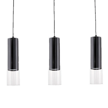 Wiszące tuby salonowe Manacor LP-232/3L BK Light Prestige czarna szklana lampa