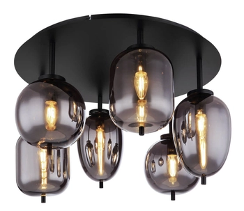 Przysufitowa lampa Blacky 15345-6D czarna przydymiona