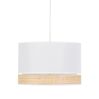 Lampa wisząca nad stół Paglia 4768 TK Lighting tuba tkanina biały beżowy