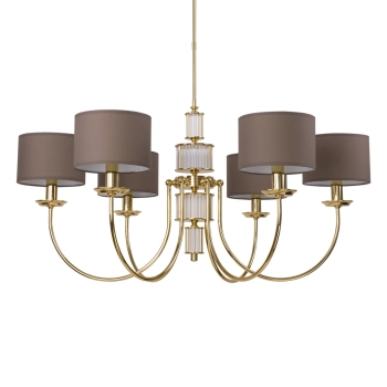 Tkaninowy żyrandol do sypialni Cero CER-ZW-6 (Z) brązowy mosiądz