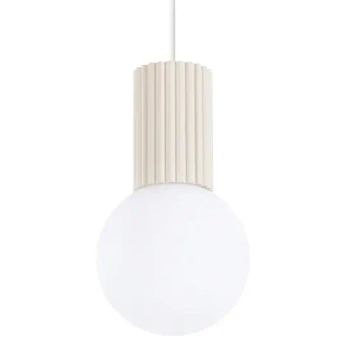 Wisząca lampa minimalistyczna HALO SL.1719 ryflowana kula beżowa