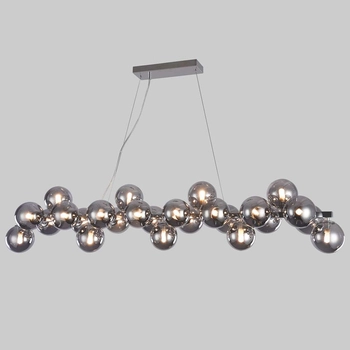 Wisząca LAMPA loftowa CABELLA PND-5252-A-25-CH+SMK Italux szklana OPRAWA molekuły ZWIS kule balls bubbles chrom przydymiony