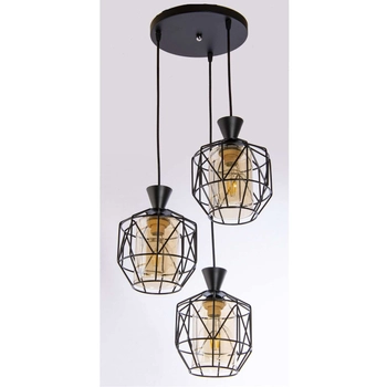 Wisząca lampa loftowa VEN W-5291/3 BK geometryczna druciana czarny miodowy