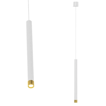 Zwis do gabinetu Q I metalowa tuba wisząca biała złota sopel