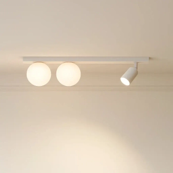 Sufitowa lampa kulista ANDI białe szklane kule reflektorek regulowany tubka K-5495