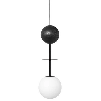 Drewniana lampa wisząca Oio OIA122P0 kula ball czarna biała