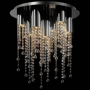 Plafon LAMPA sufitowa LARIX MX93708-7A Italux okrągła OPRAWA glamour metalowa z kryształkami crystals chrom przezroczysta