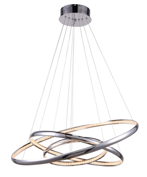 Wisząca lampa ledowa Brighton nad stół LED 55W rings chrom