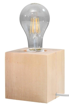 Stołowa LAMPKA ekologiczna SL.0677 stojąca LAMPA biurkowa drewniana kostka cube kwadratowa