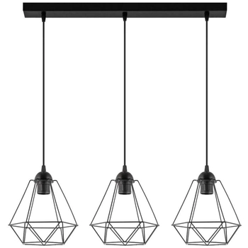 Industrialna LAMPA wisząca VEN W-L 1210/3 metalowa OPRAWA klatki hygge na listwie czarne