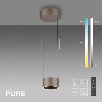 Regulowana lampa wisząca PURE CLIPSE brązowa 2471-97 1xLED 5W 2200-5500K z pilotem