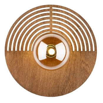 Naturalna ścienna lampa Lunar Wood 11014 okrągła drewniana brązowy