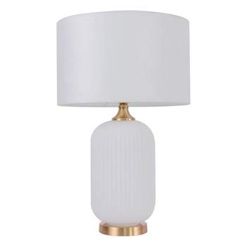 Lampka nocna do sypialni Tamiza LP-1515/1T big white z abażurem biała złota