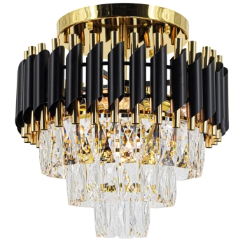 Salonowy plafon nad stół Toledo 6260/4B TR BL kryształowy złoty czarny