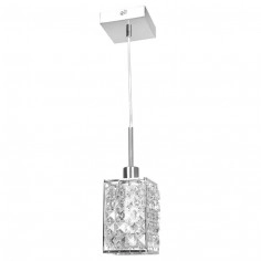 LAMPA wisząca CLARIS P8184/1L AUHILON kryształowa OPRAWA zwis kostka glamour crystal chrom przezroczysta