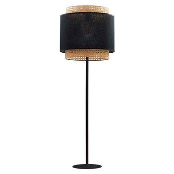Lampa podłogowa ratanowa Boho 5568 TK Lighting ażurowa czarna słomkowa