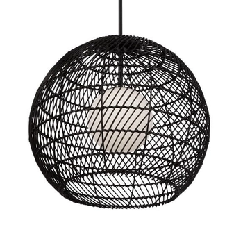Wisząca lampa kula Cane MOD204PL-01B Maytoni boho ratanowa czarny