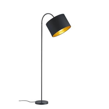 Regulowana lampa podłogowa z abażurem Hostel 408290179 czarny złoty