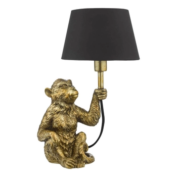 Stołowa lampka z abażurem Zira ZIR4235 małpka metalowa złota
