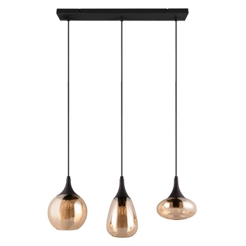 Potrójna lampa nad stół VESTARI DL313317000 szkło czarna bursztynowa