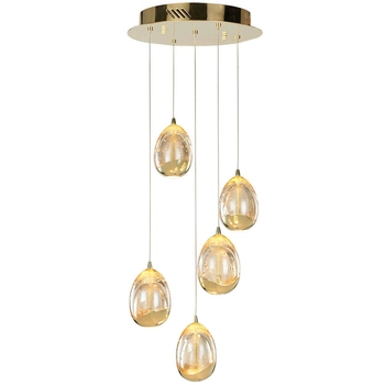 Wisząca LAMPA kaskada HUELTO PND-22112132-5A-CHPN Italux szklana OPRAWA loftowy ZWIS LED 24W 3000K kulisty złoty szampański