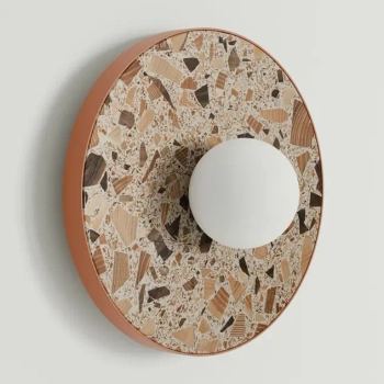 Lampa ścienna kulista LEGRA 21418115 lastrykowa IP44 brązowa biała