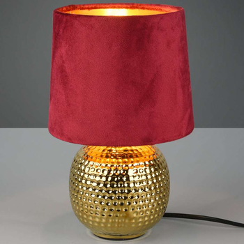 Abażurowa LAMPA stołowa SOPHIA R50821010 RL Light stojąca LAMPKA nocna na biurko ceramiczna czerwona złota